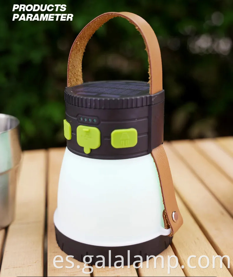 Linterera para acampar recargable solar de peso ultraligero con cargador de teléfono